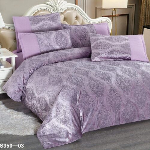 Set Lenjerie de Pat Microfibra Catifelata, Model Jacquard Lila