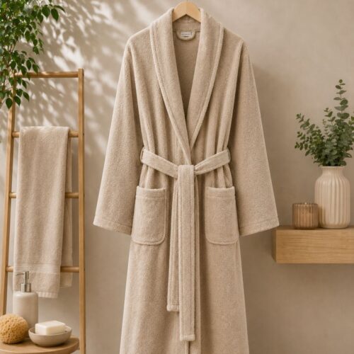 Halat de Baie din Bumbac 100%, Marime XL, Durul Home Collection - Bej - PUF241231