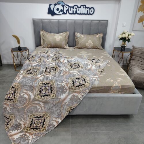 Pachet promo husa de pat si patura Cocolino Beige Ornaments