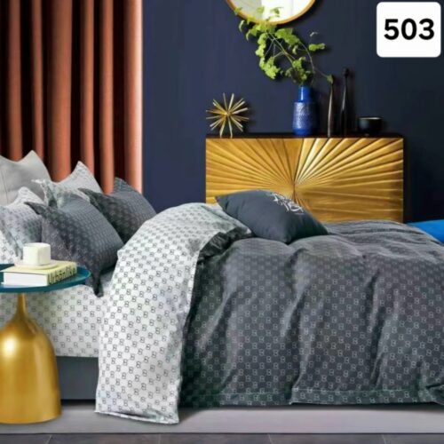lenjerie de pat material finet gri cu ornamente