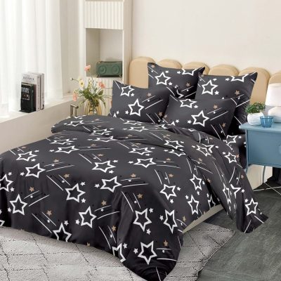 lenjerie de pat material finet gri cu stelute