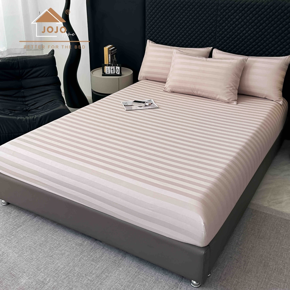 Lenjerie bumbac 100 organic 6 piese somon cearceaf Lenjerie Damasc Premium din Bumbac 100%, Pat 2 Persoane - Jojo Home - Somon - PUF243845 - imagine 3