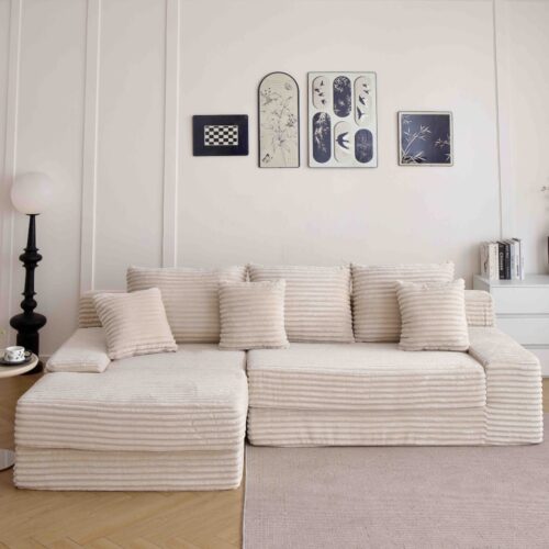 canapea din spuma cu memorie crem - premium lazy sofa