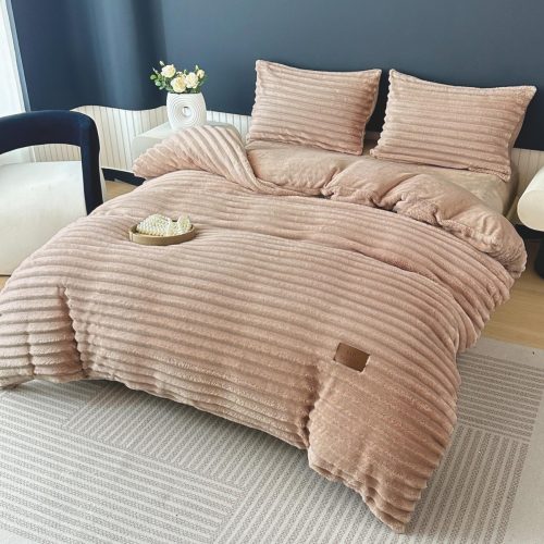lenjerie cocolino cu elastic model uni cu dungi - bej