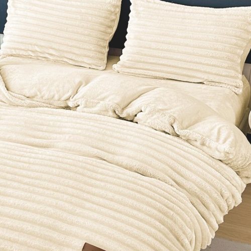 lenjerie cocolino cu elastic model uni cu dungi - crem - 4 piese