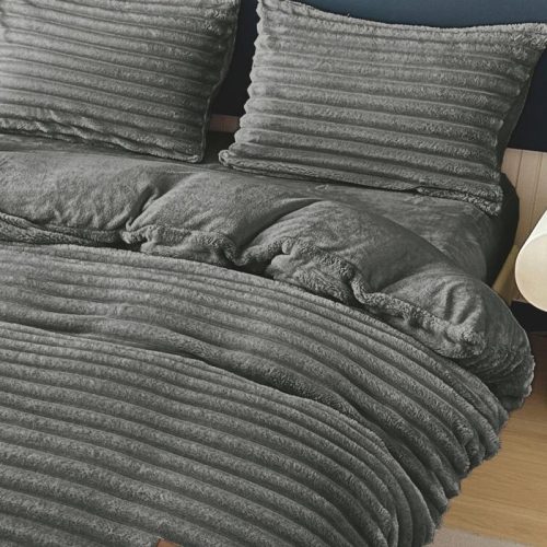 lenjerie cocolino cu elastic model uni cu dungi - gri inchis - 4 piese