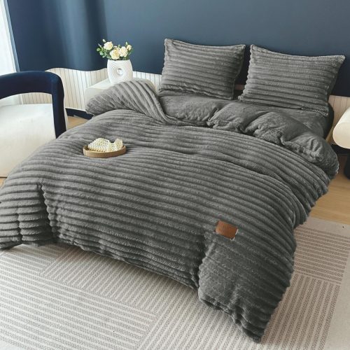 lenjerie cocolino cu elastic model uni cu dungi - gri inchis