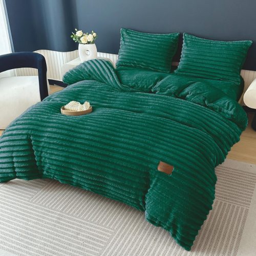 lenjerie cocolino cu elastic model uni cu dungi - verde smarald