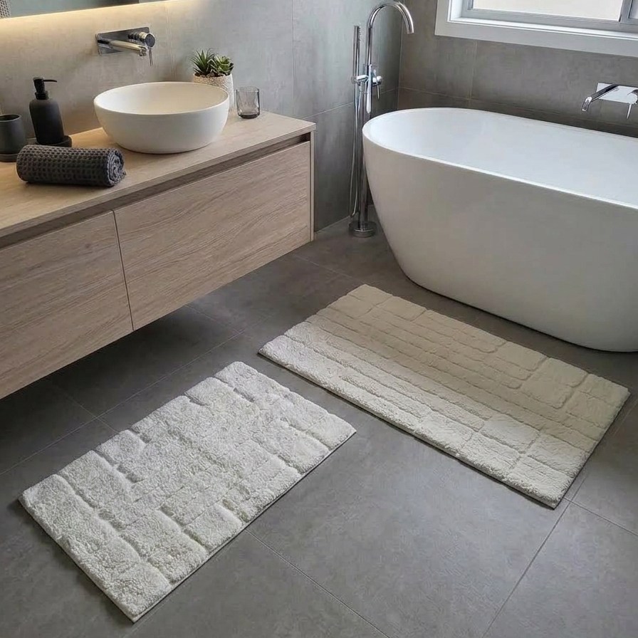 set covorase baie maco Bricks - alb ivory set covorase baie maco Bricks - alb ivory