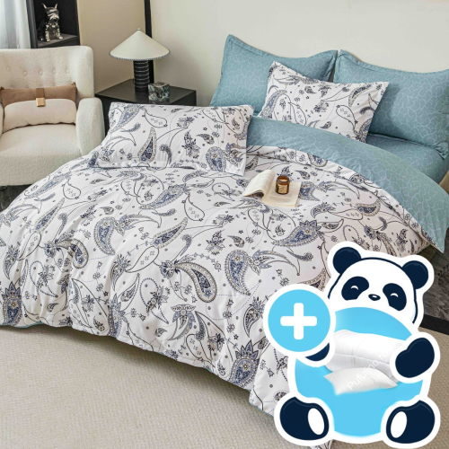 Pachet lenjerie 1 persoana Abstract Blue
