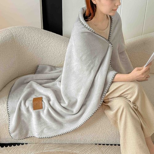 Patura Premium tip Casmir cu Bordura Festonata, Model cu Capse tip Sal Gri