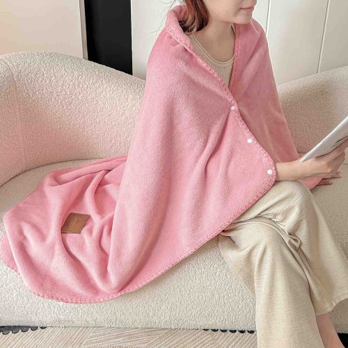 Patura Premium tip Casmir cu Bordura Festonata, Model cu Capse tip Sal Roz