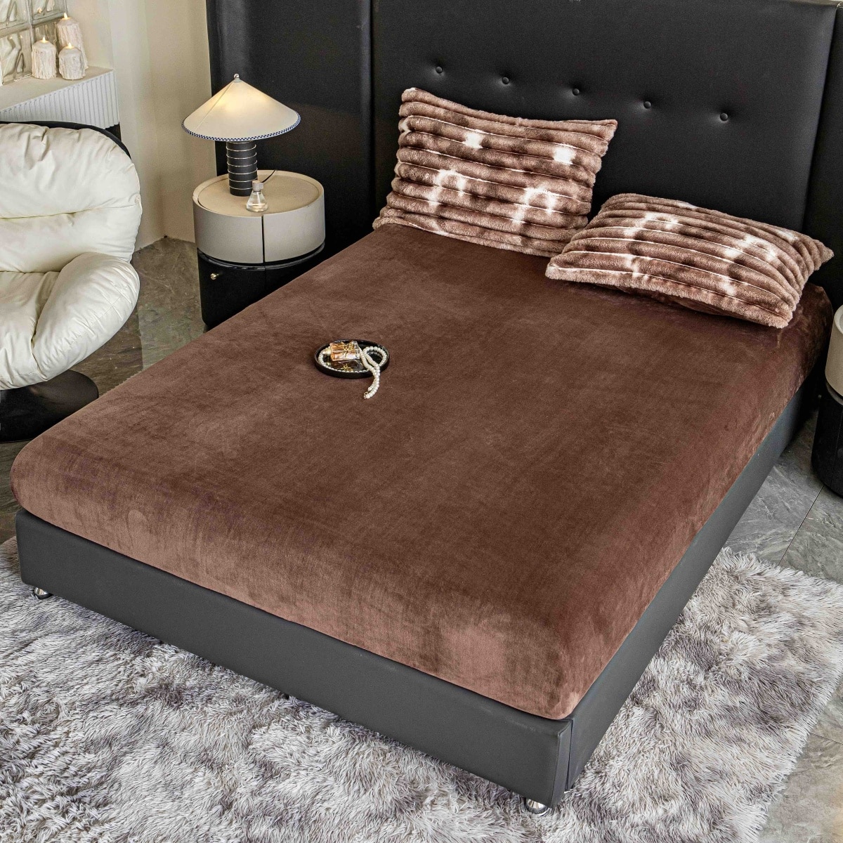 lenjerie cocolino cu dungi alb maro cearceaf cu elastic lenjerie cocolino cu dungi alb maro cearceaf cu elastic