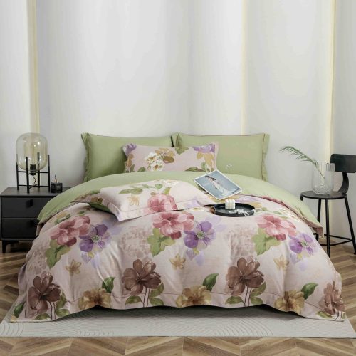 lenjerie la cutie verde cu flori multicolore