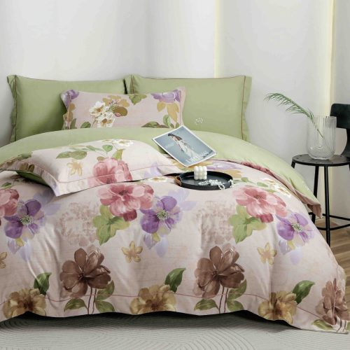 lenjerie la cutie verde cu flori multicolore premium finet