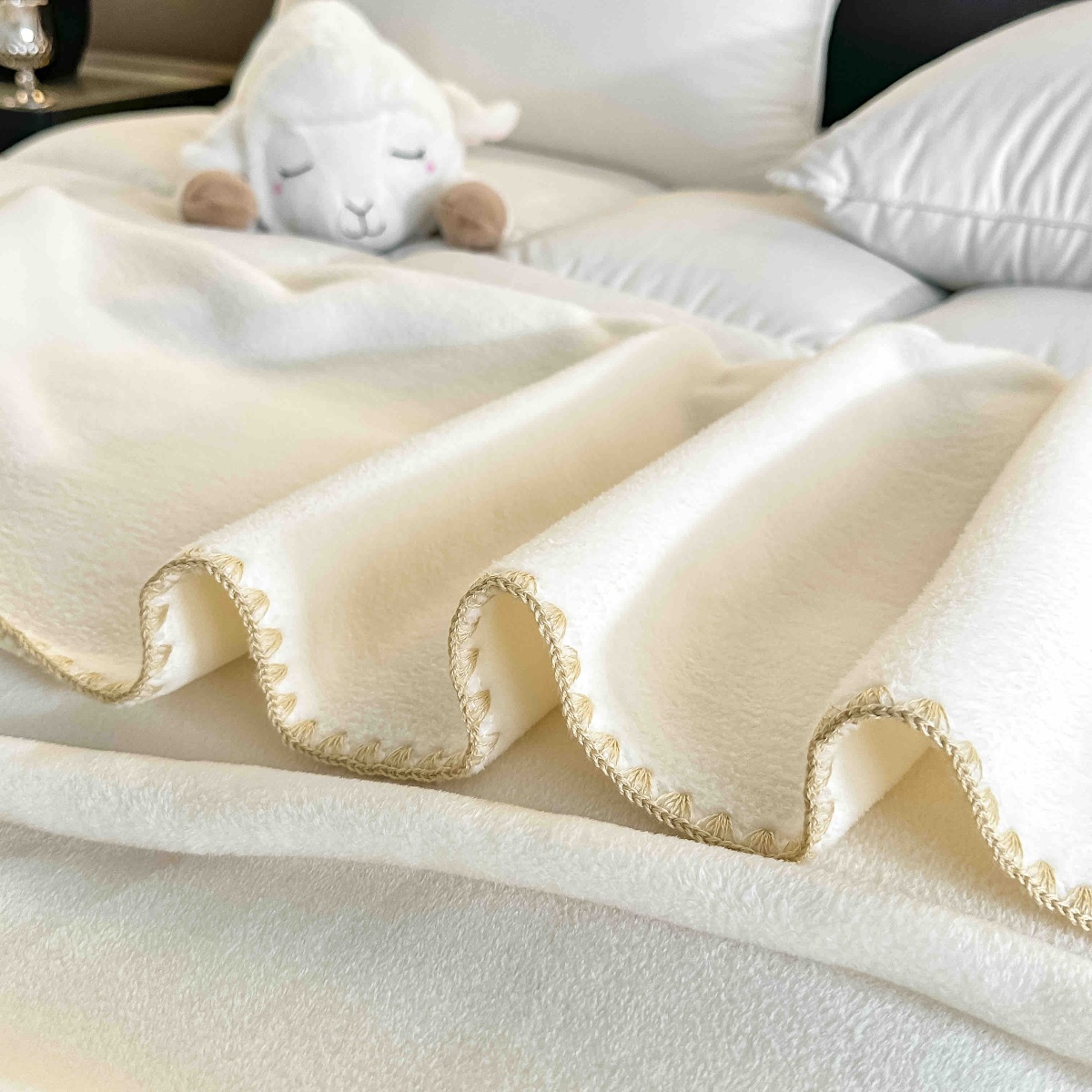 patura casmir mare - crem material patura casmir mare - crem material
