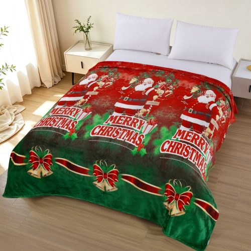 patura cocolino rosu-verde cu merry christmas